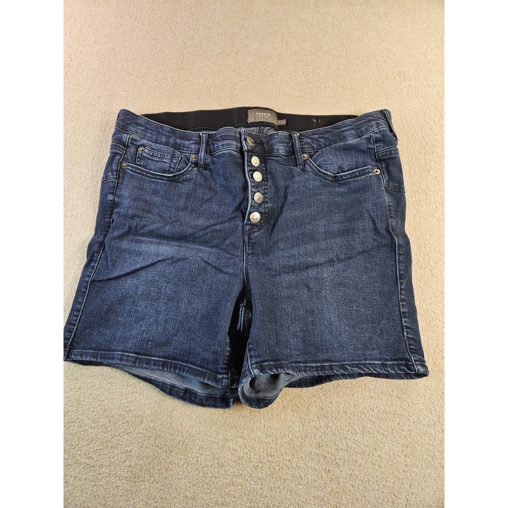 Torrid Women's Size 16 Dark Wash Denim Shorts Button Fly Stretch High Rise